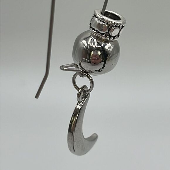 Silver-tone Drop Earrings with Beads and Silver-tone Large Moon Charms - Picture 7 of 12